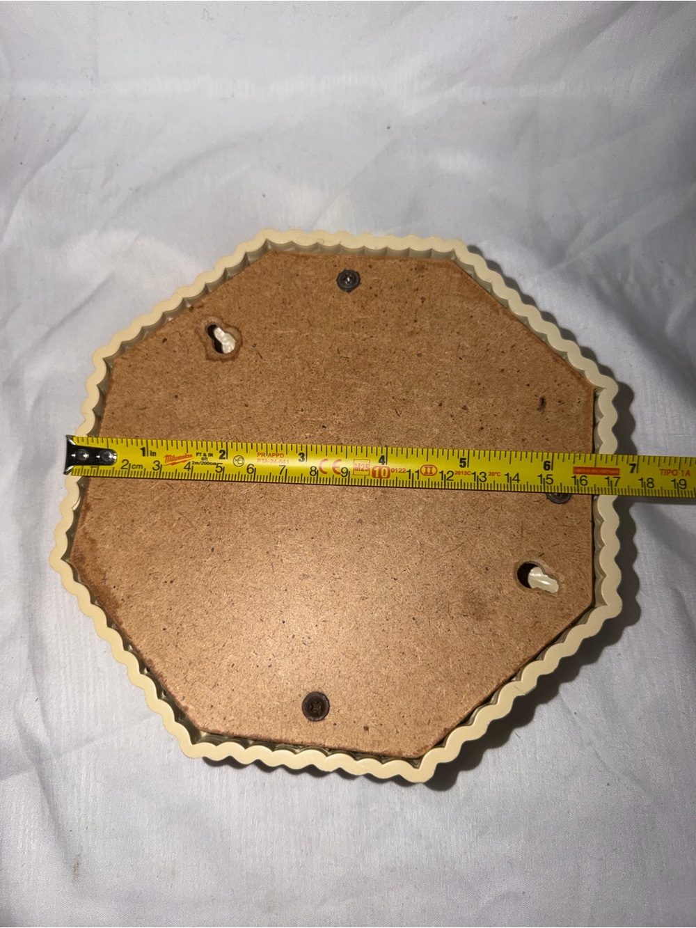 Boho Vintage Homco Small Octagonal Mirror - Faux Wicker/Rattan Cream Accent - Picture 5 of 7